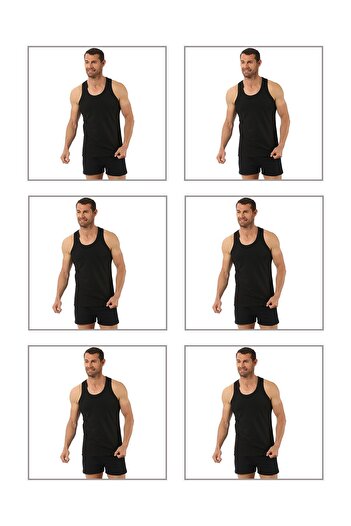ÖZKAN underwear Men's Cotton Lycra Single Jersey Sports Undershirt - Pack of 6, Flexible and Comfortable Back Design