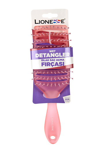 Lionesse Wet Hair Detangling Brush 8825 - Pink, Flexible Structure, Wet Use