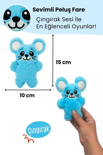 Miyav Cute Mouse Plush Cat Toy with Rattle Sound Cat Activity Toy