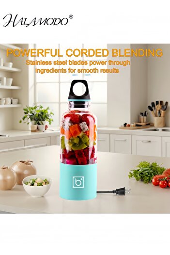 HALAMODO Electric Juicer Cup Portable Rechargeable 0.5 L H24825 Blue