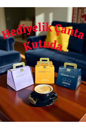 qtahya homes queen of kütahya Porcelain Turkish Coffee Cup Set for 2 People – Gift, Stylish Design Bag Box