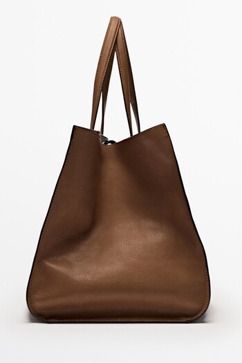 Massimo Dutti Napa deri büyük tote çanta