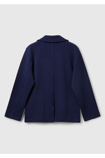 United Colors of Benetton Boy's Navy Blue Logo Embroidered Patch Pocket Blazer Jacket