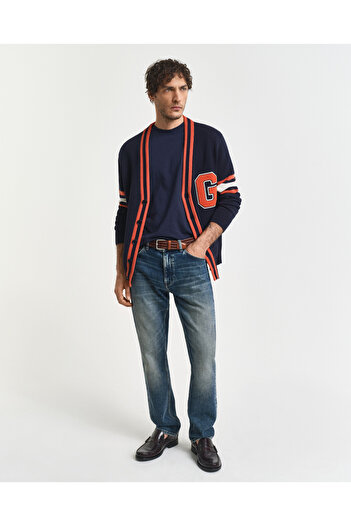 Gant Erkek Lacivert Regular Fit Bisiklet Yaka T-Shirt
