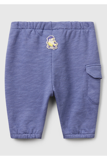 United Colors of Benetton Baby Aviator Blue Elastic Waist and Leg Decorative Drawstring Patch Pocket Sweatpants