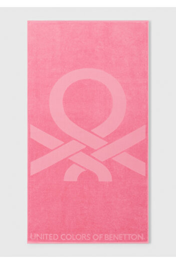 United Colors of Benetton Unisex Pink 100% Cotton Logo Beach Towel