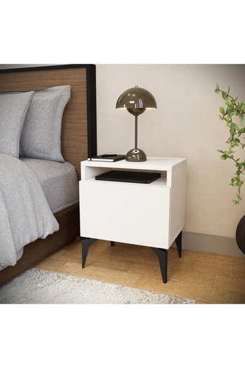 Golden Bark Elegant and practical black and white bedside table