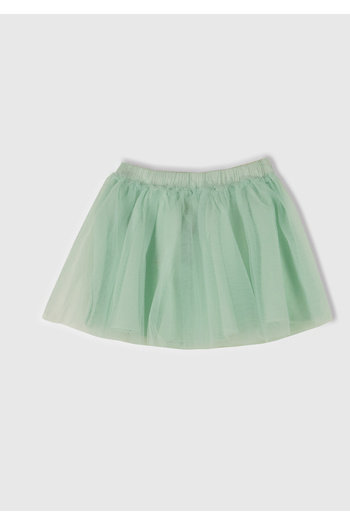 United Colors of Benetton Fusta plisată cu talie elastică cu detaliu din tul verde apă pentru fetiță