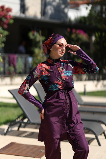 ns tasa Ethnic Model Sports Lycra Design Hijab Double Swimsuit