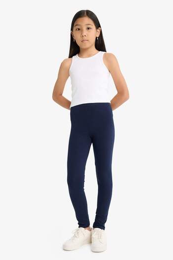 DeFacto Navy Blue Girl's Long School Leggings - A6907a823au