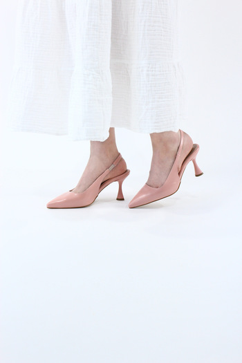 Güllü Shoes Powder Matte Pointed Toe Thin Heeled Open Side Strap Stiletto |   For Evening Dresses and Special Occasion Wear