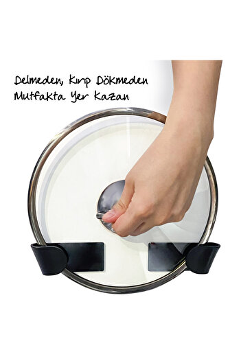 Store Tencere Kapak Tutucu 3 Set (6 parça) Kendinden Yapışkanlı