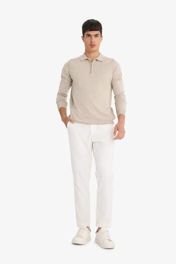 DeFacto Standard Fit Regular Cut Zippered Polo Neck Knitwear Sweater D0621Ax24Au