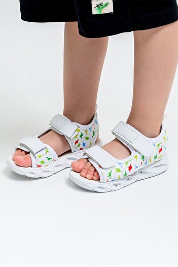 mnpc Boy's White Light-Up Anatomical Lightweight Sports Sandals