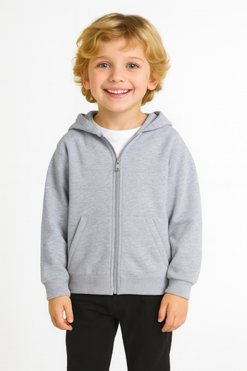 AHENGİM Girls - Boys Basic Zippered Thick 3 Thread Winter School Sweat Ak1815