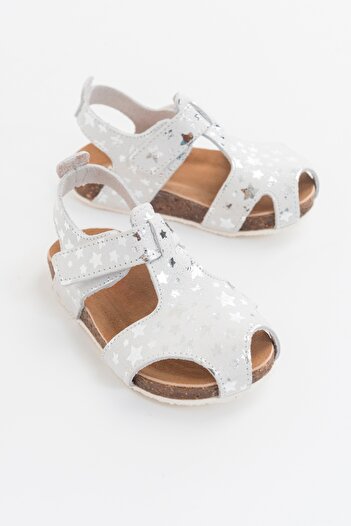 mnpc Unisex Children's Starry Silver Leather Orthopedic Supported Children's Sandals