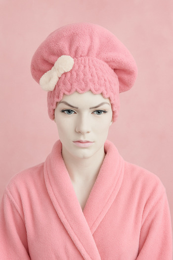 TOPRAK SPORT Hair Drying Bath Shower Cap – 100% Cotton, with Bow