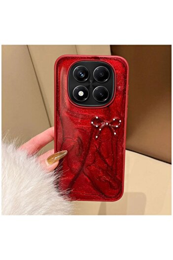 Zebana Xiaomi Redmi Note 14 Pro 5G Uyumlu Kılıf Fionka Silikon Kılıf Kırmızı