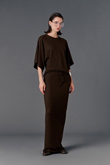 VATKALI Lace-Up Knitwear Maxi Skirt