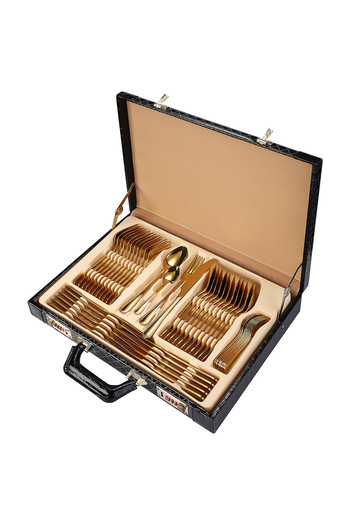 Trendy's Stainless steel cutlery set, 48 pieces with diplomat, RENDY'S, gold