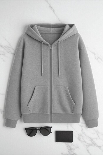 uyguntarz Unisex Navy Blue & Gray Zipper Hooded Sweatshirt 2-Piece Opportunity Pack