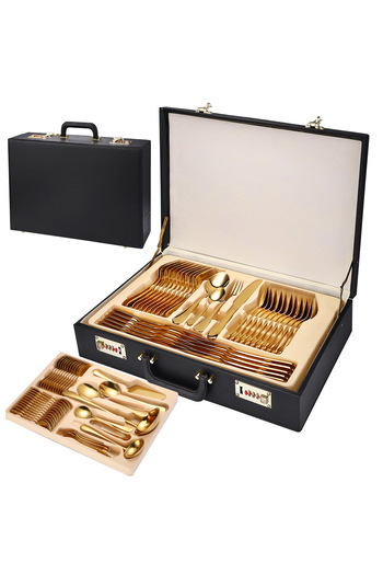Trendy's Stainless steel cutlery set, 72 pieces with diplomat, TRENDY'S, gold