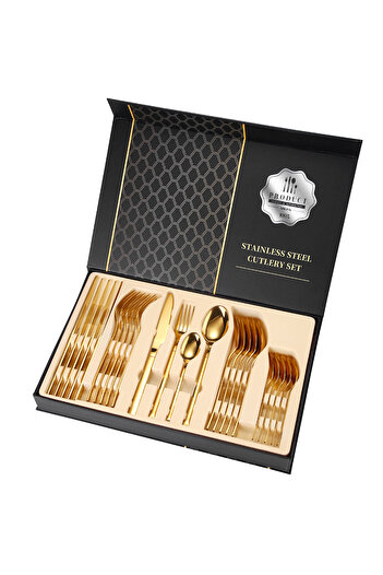 Trendy's Set of 24 stainless steel cutlery, 6 people, TRENDY'S, gold