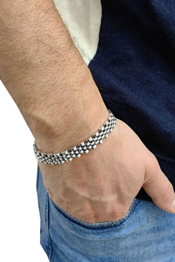 Chavin 10 Mm. 20cm. Gray 316 L Steel Men's Bracelet Dr68