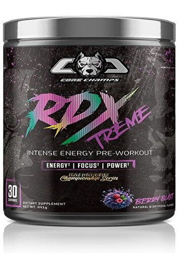 Core Champs CORECHAMPS RDX Xtreme Pre-Workout - Energy, Focus & Endurance Booster for Intense Workouts - 30 SER