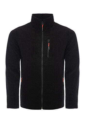 COMBİNE MİCHAİL Μαύρο Χρώμα Full Zipper 3 Pocket Fleece