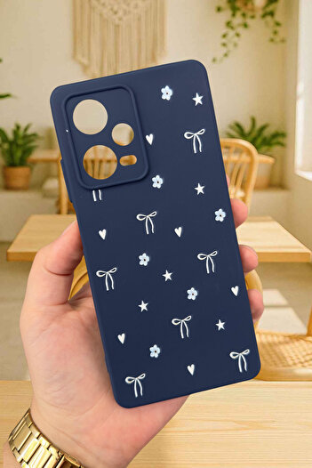 Vip Case Xiaomi Redmi Note 12 Pro 5G-Mini Bow Patterned Silicone Shock Absorbing Classic Protected Rubber Case277