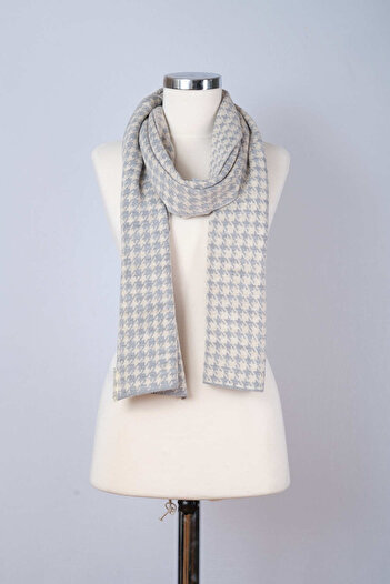 Sebir Moda Houndstooth Patterned Double-Sided Mother-Daughter Set Scarf (40X180Cm and 30X140Cm)