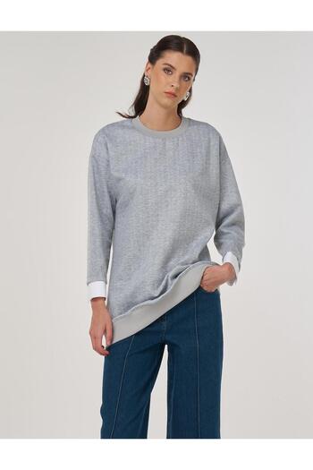 KYR Patterned Crew Neck Sweatshirt Light Gray