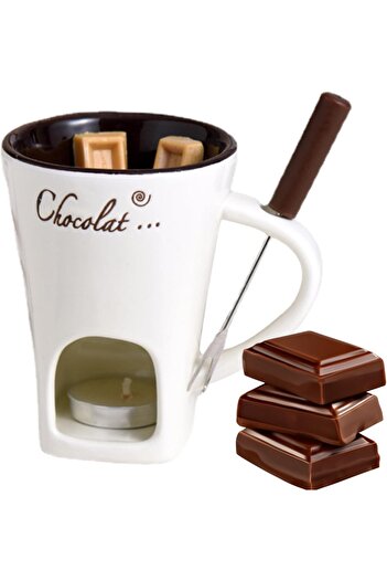 erorex Chocolate Fondue Cup, 130Ml Ceramic Chocolate Fondue Mug, Creative Melt Hot Pot Cup Butter,