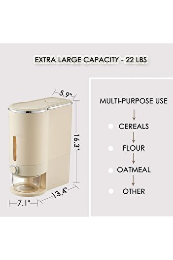 erorex Rice Storage Container, Large Food Container Rice Holder Bin Measuring Cup Flour, Sugar, Oatmeal,