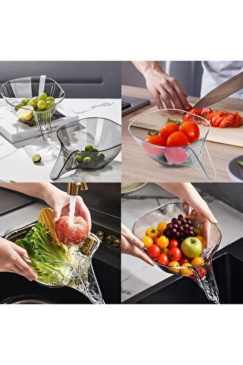 erorex 2Pcs Kitchen Drain Basket Set Spout Multi Functional Kitchen Tool Transparent Design Effortless