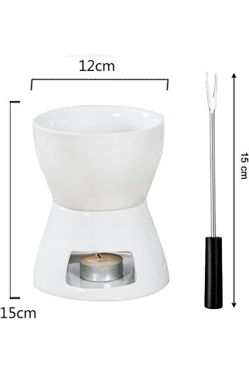 erorex Fondue Pot Set 4 Forks Ceramic Butter Warmer Set Premium Tea Light Porcelain Melting Pot Chocolate