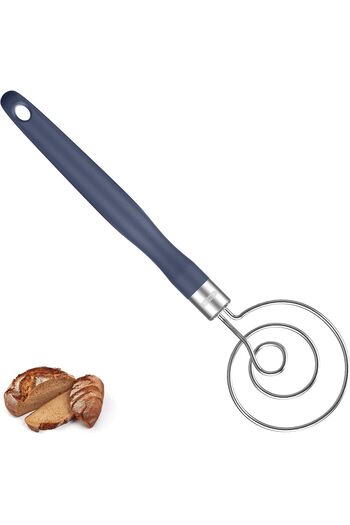 erorex 32×9Cm Danish Sourdough Whisk: 18/8 Stainless Steel 3 Wire Loops 22Cm Long Silicone Handle, Pastry