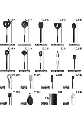 erorex Silicone Kitchen Utensils Set, 30 Piece Cooking Utensils Set Holder, Heat Resistant Kitchen