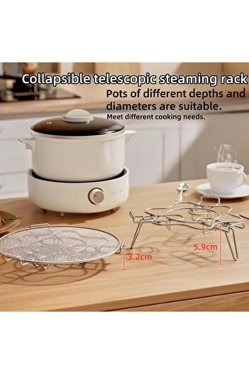 erorex Stainless Steel Steamer Basket Set 6.7" 8.3", Collapsible Multi Purpose Cooking Insert, Foldable