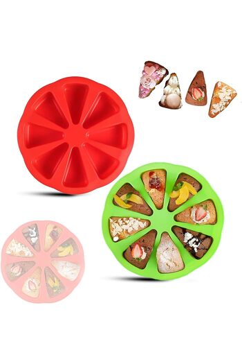 erorex 2 Pcs Silicone Baking Molds, 8 Cavity Non Stick Cake Pan Reusable Cake Mould Pizza Pan, Heat