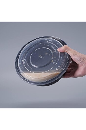 erorex 5 Pack Compartment Round Black Base Lids Food Storage Container 32 Oz R0 32 Disposable Food