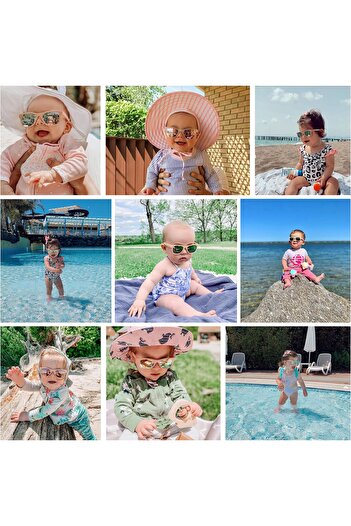 erorex Toddler Sunglasses Strap Polarized Retro Square Soft Silicone Nose Pads Baby Boys Girls Age 0 24