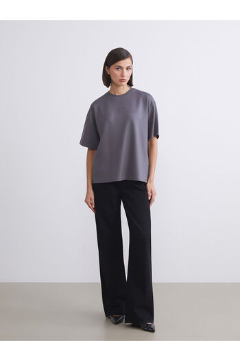 LC Waikiki Crew Neck Embroidered Oversize Women's T-Shirt