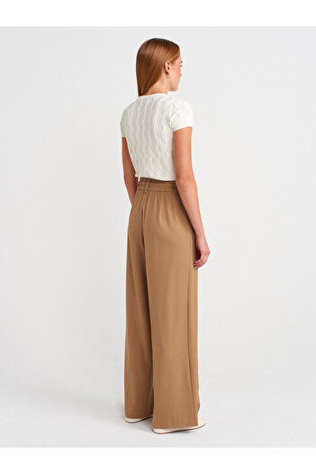 Dilvin 72170 Wide Leg Soft Trousers-Camel