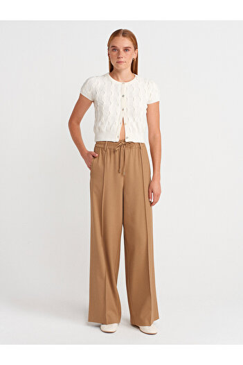 Dilvin 72170 Wide Leg Soft Trousers-Camel