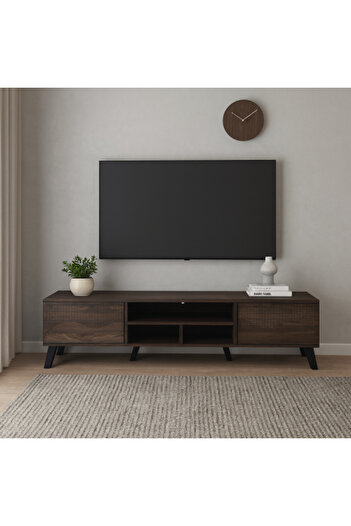 BAITY TV Table Brown 180 cm with Drawers and Shelves - Malaysian Made