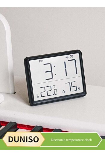 fun zone DUNISO Digital alarm clock, multifunctional wall mounted alarm clock, LCD electronic clock, date, hu