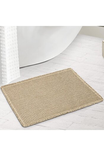 Yelajoy Luxury Waffle Bath Mat,Super Absorbent Non Slip Rug,Boho Soft Comfort Machine Washable,43x61cm