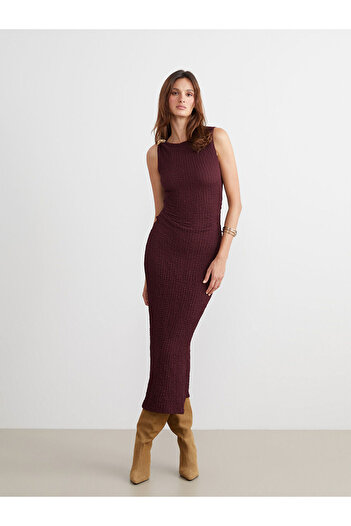LC Waikiki Φόρεμα Bodycon με κορδόνια με λαιμόκοψη LCW Vision